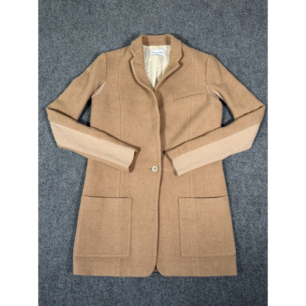 Nells Nelson Camelhair Tan Brown Button Front 3 Pocket Long Coat Size IT 40 US 4